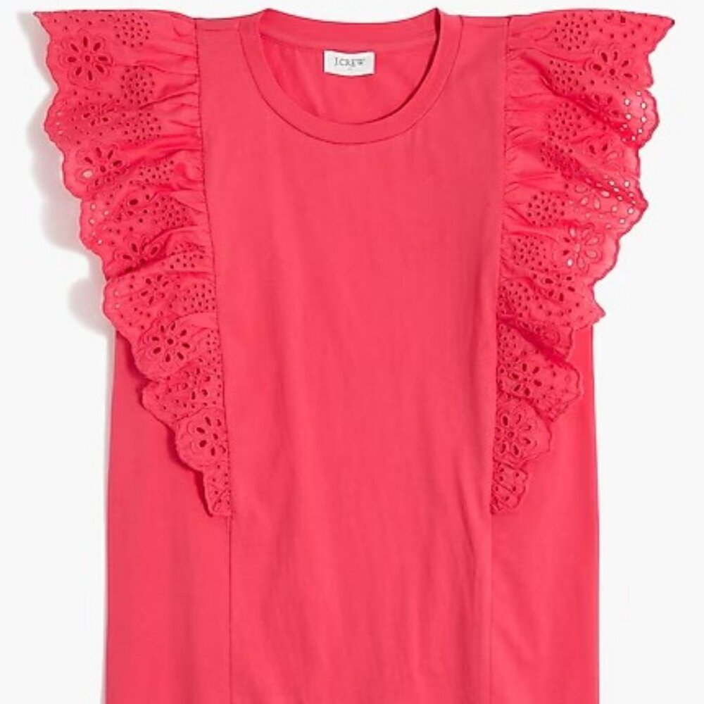 NWT J Crew Factory Ruffle -Sleeve Eyelet Top